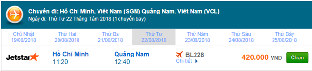 Vé máy cất cánh TP HCM cút Chu Lai, Quảng Nam